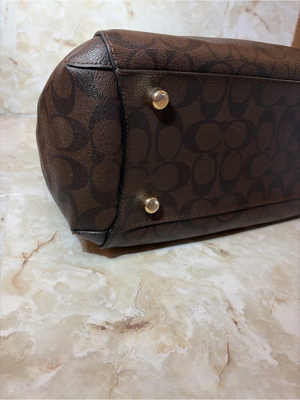 Coach F53310 Ava Signature Carryall Satchel Brown Leather Tote Bag - Picture 6 of 9